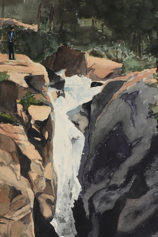 Artwork by Herb Rather, Waterfall, Made of watercolor on paper