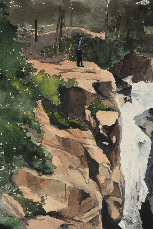 Artwork by Herb Rather, Waterfall, Made of watercolor on paper
