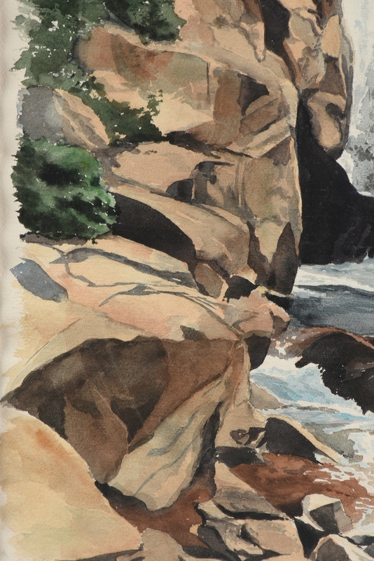 Artwork by Herb Rather, Waterfall, Made of watercolor on paper