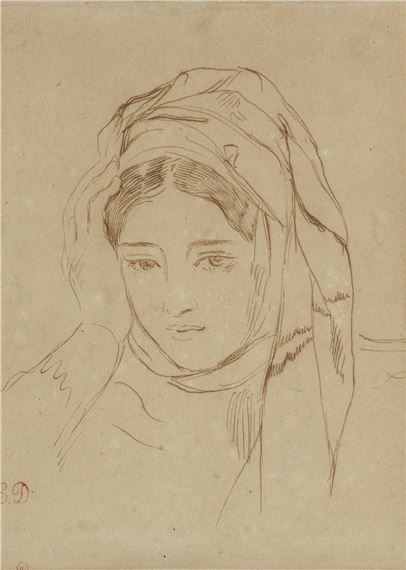 Portrait de jeune femme mélancolique by Eugène Delacroix