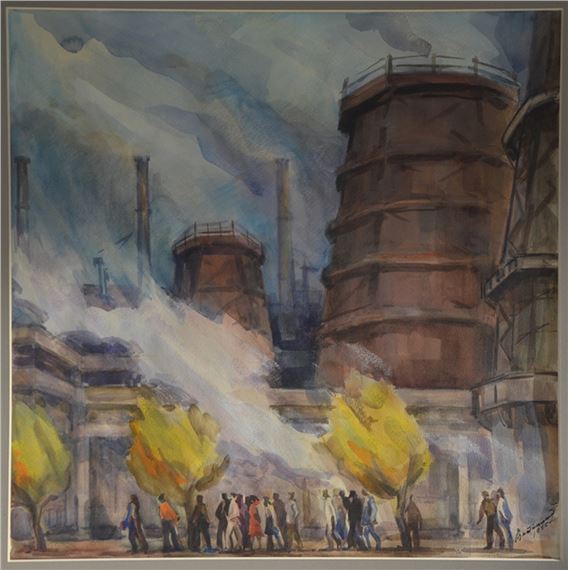 Industrial landscape by Viktor Vikhtinsky, 1955