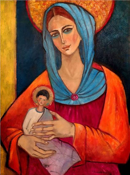 MAOTHER MARY WITH A BOY by Krystyna Ruminkiewicz, 2021