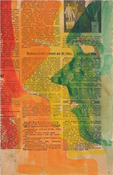 Profil in Grün und Gelb nach links und Profil in Rot nach rechts by Hermann Glöckner, 1956