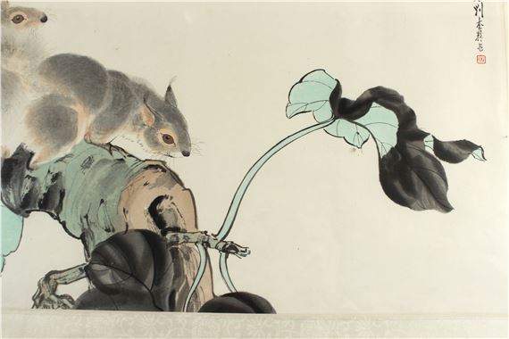 Liu Kuiling | 刘奎龄款松鼠图纸本设色镜框| MutualArt