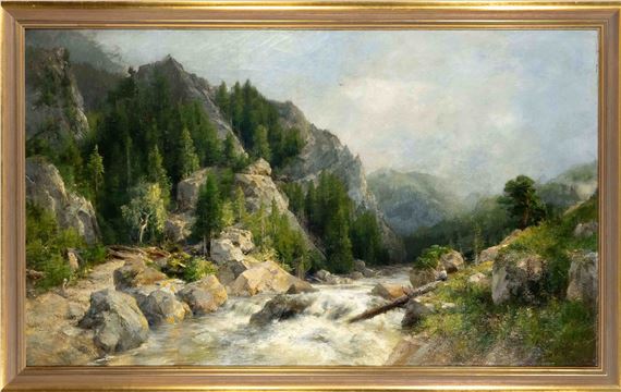 Harz landscape with angler at the torrent by Helmuth Raetzer