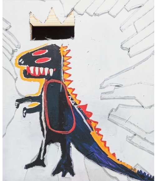 Artwork by Penny, Bashquiat (White), Made of Giclee in colors on hand cut canvas