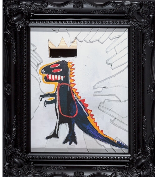 Artwork by Penny, Bashquiat (White), Made of Giclee in colors on hand cut canvas