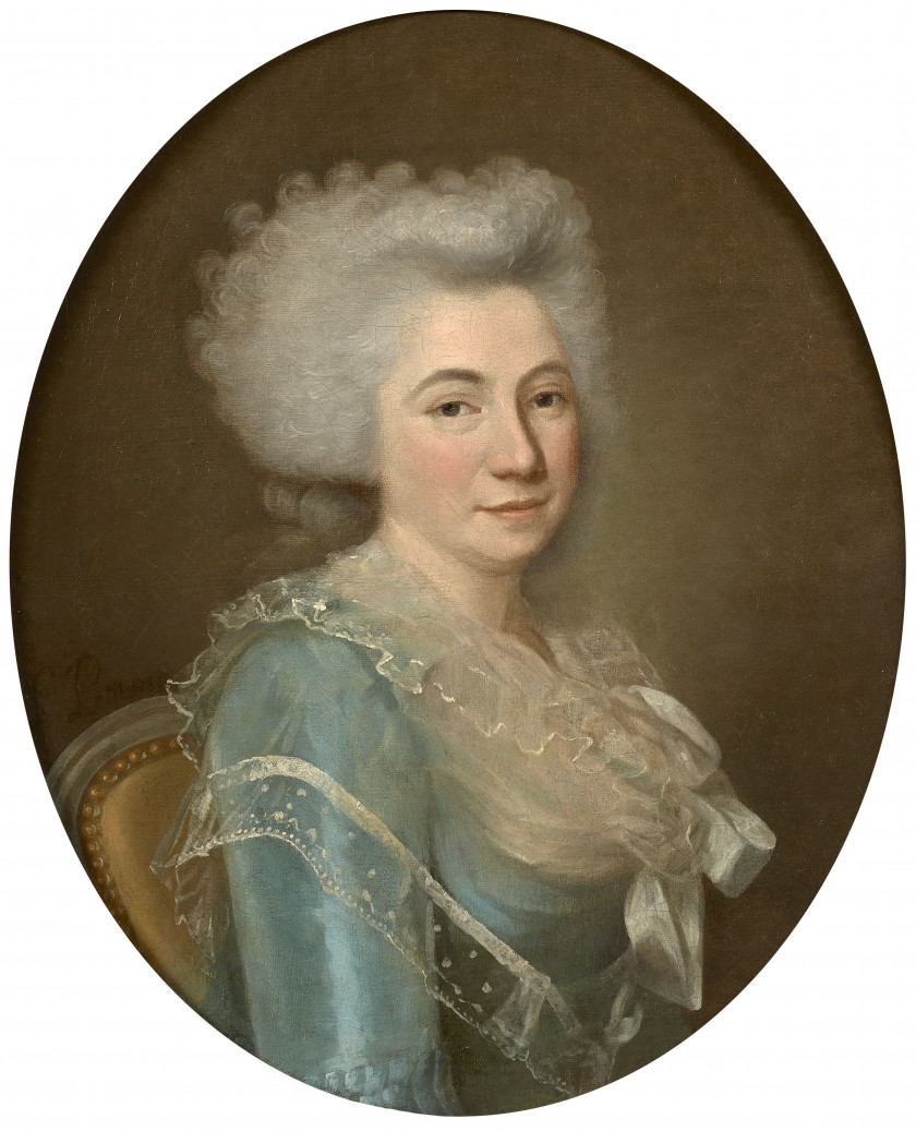 Artwork by Louis Petit, Portrait d'une dame de qualité à la robe bleue, Made of oil on canvas