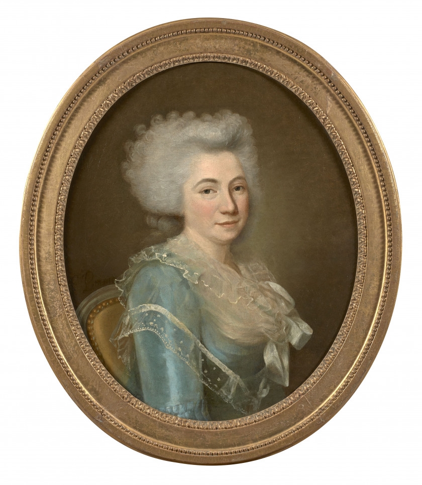 Artwork by Louis Petit, Portrait d'une dame de qualité à la robe bleue, Made of oil on canvas