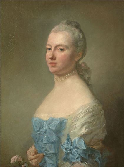 Jean-Baptiste Perronneau | Portrait d'une élégante à la robe aux nœuds ...