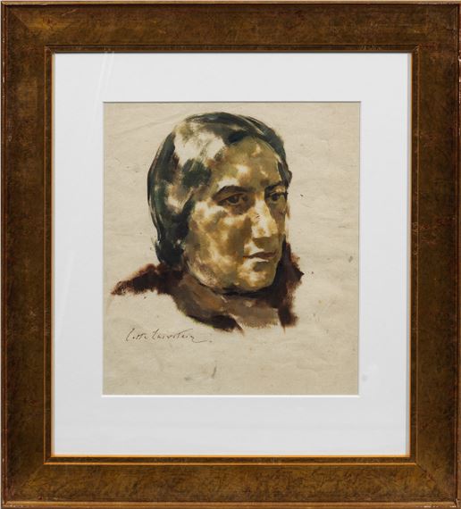 Frauenkopf mit dunklen Haaren by Lotte Laserstein