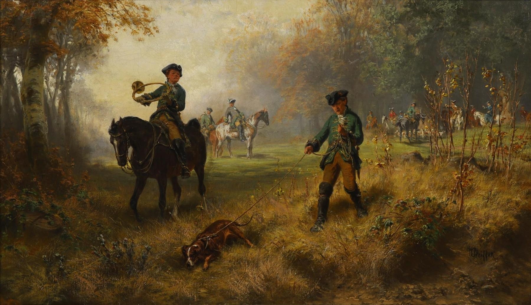 Hunt scene by Wilhelm Pfeiffer