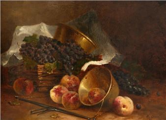 STILL LIFE OF SCALES, GRAPES AND PEACHES - A. Girard
