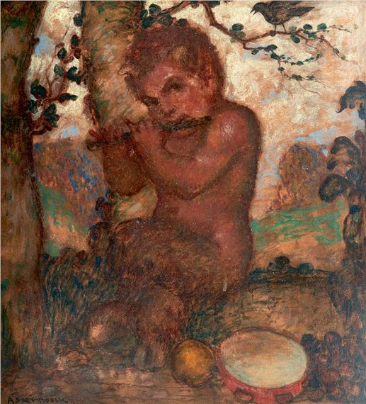 Junger Faun mit Flöte und Tamburin by Adolf Frey-Moock, um 1910