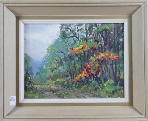 Artwork by Bob Rumball, Untitled: Autumn Glory, Made of oil on board