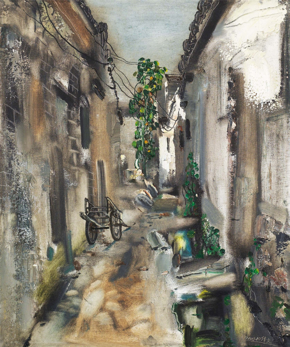 Artwork by Ren Chuanwen, Alley in the Sunset, Made of Oil on canvas