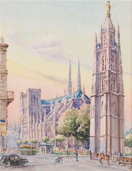 La place Pey-Berland by Louis Arendt, 1943