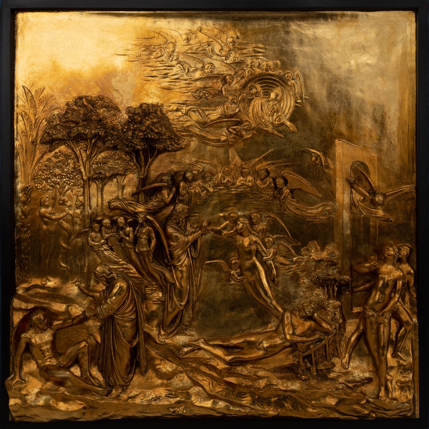 Artwork by Lorenzo Ghiberti, Creation of Eve, Made of cast and gilded