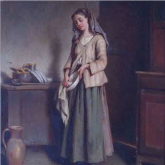 Shepherdess washing dishes - J. Devaux