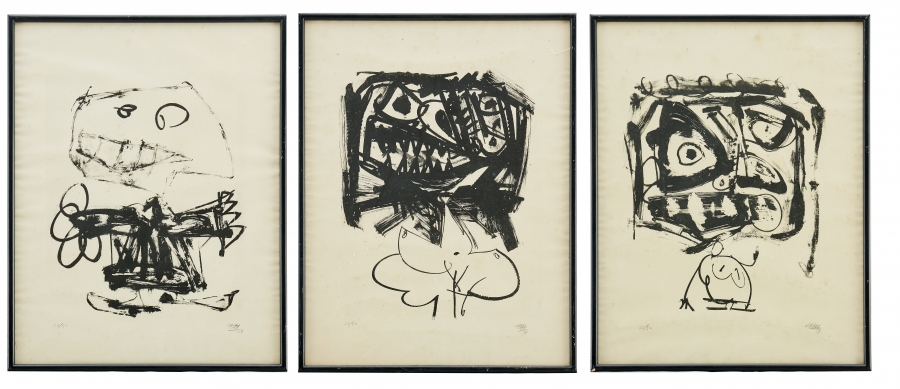 Tre litografier: "Burracuena", "Patachai" och "Marmondaria". by Antonio Saura, 1959