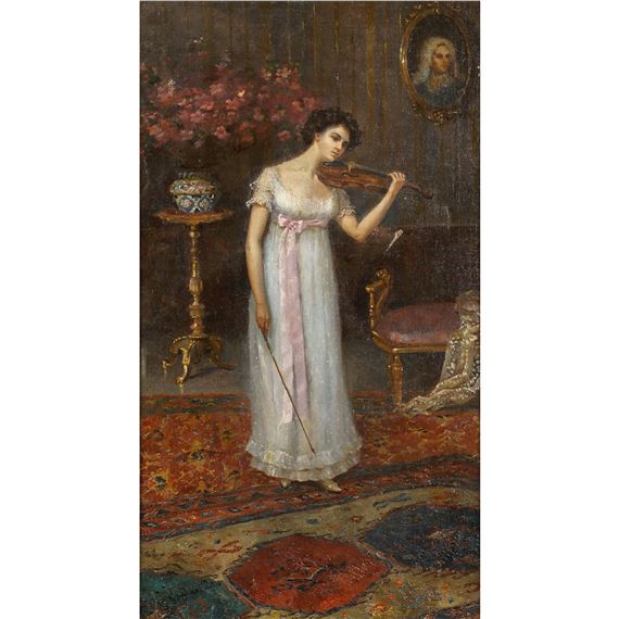 Ritratto di donna con violino by Pietro Gaudenzi