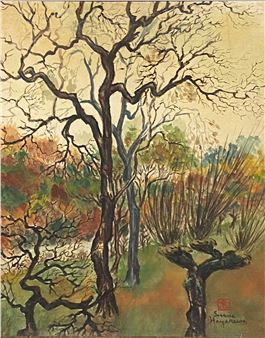 Landscape with trees in winter - Sessue Mayakawa
