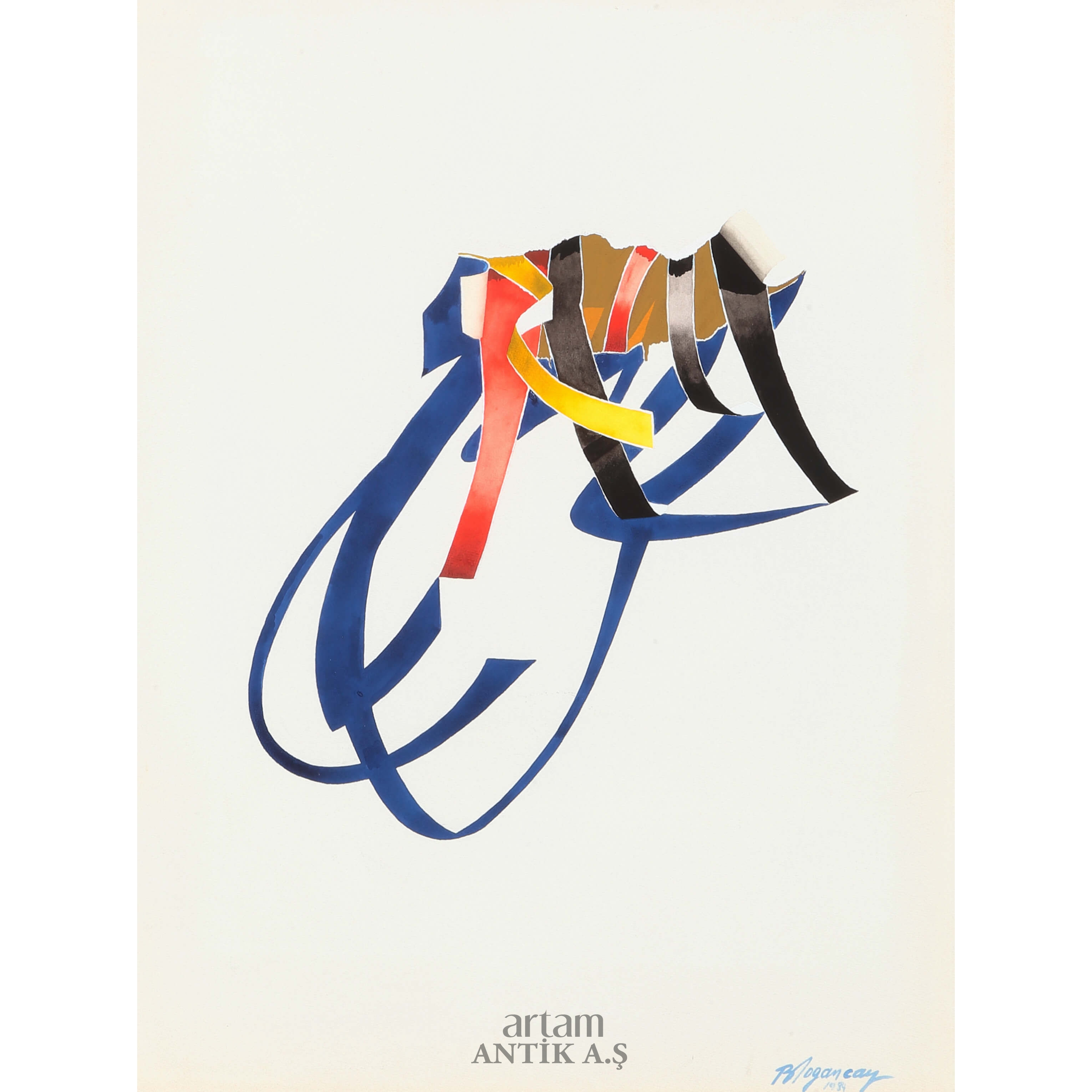 Artwork by Burhan Doğançay, Kurdeleler Serisi, Made of Gouache on paper