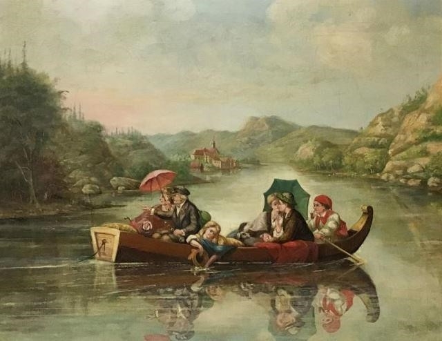 Artwork by N. Lehmann, The Boating Party, Made of Oil on Board