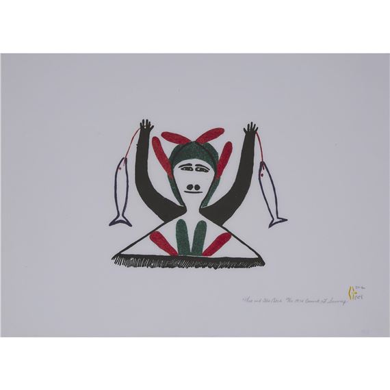 MAN AND HIS CATCH by Jessie Oonark, 1974