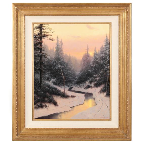 Forest in Winter by Thomas Kinkade, dated 1989