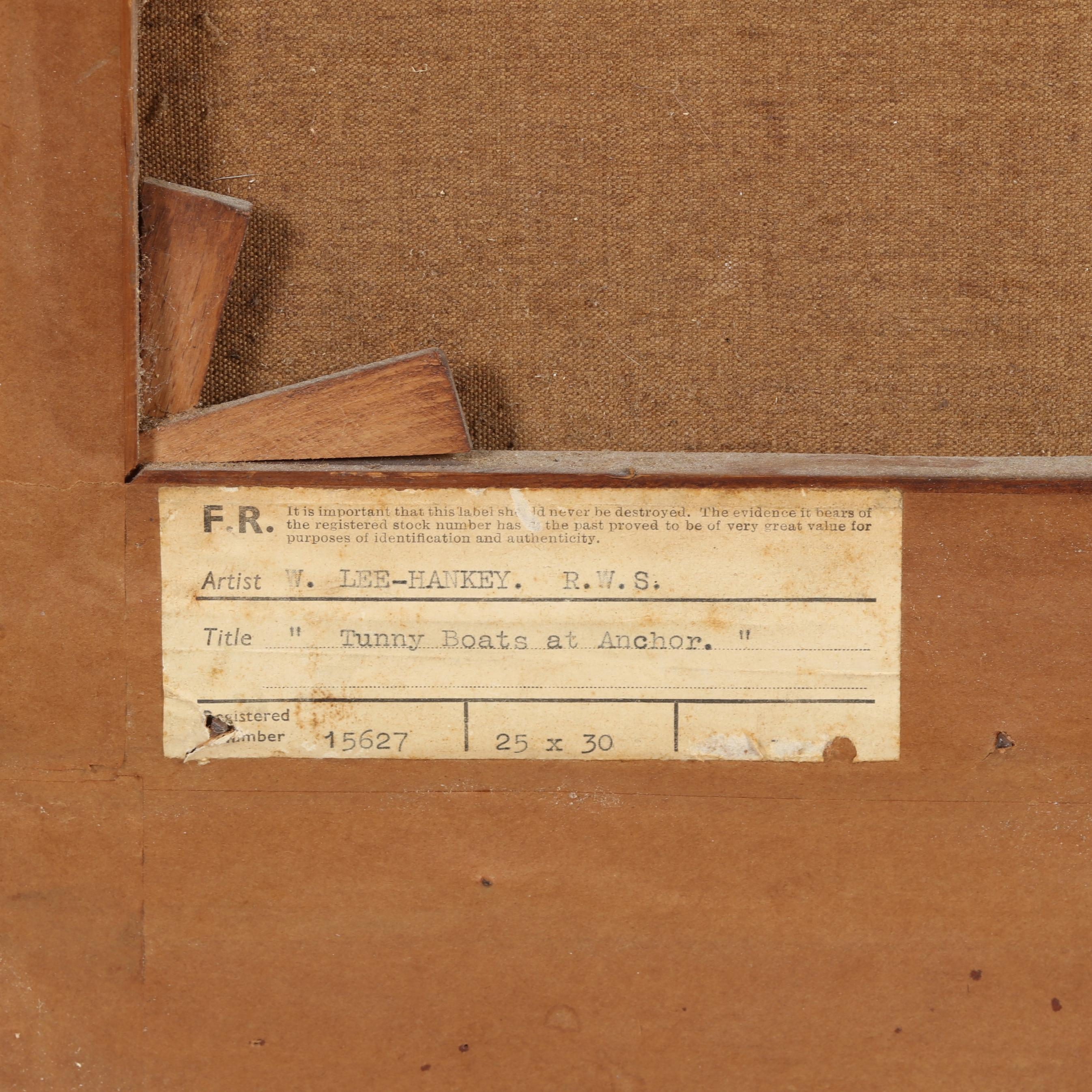 Artwork by William Lee-Hankey, Tunny Boats at Anchor, Made of Oil on canvas