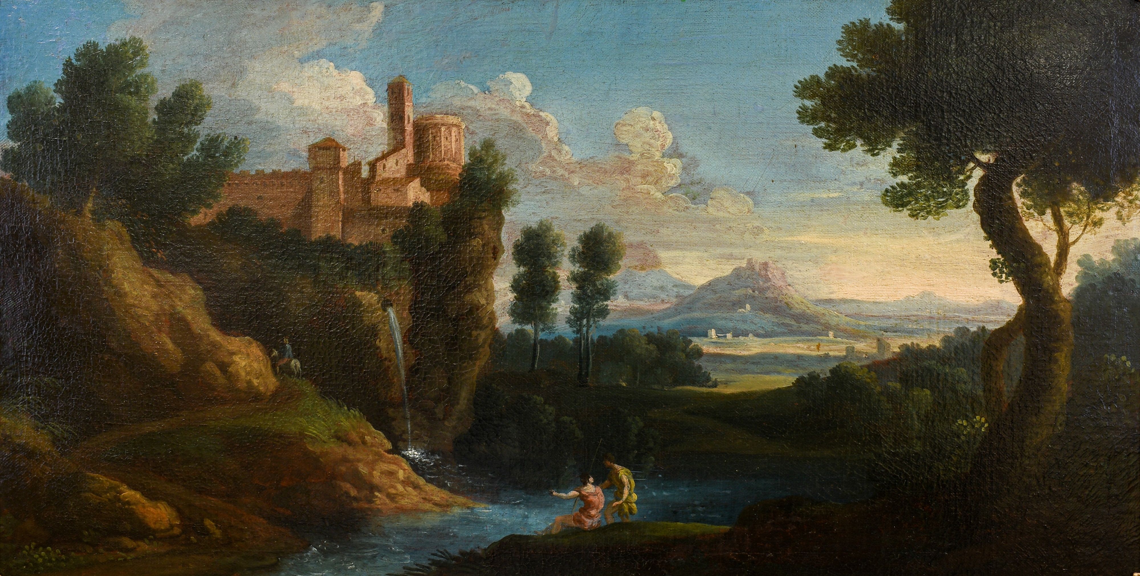 Artwork by Nicolas Poussin, Classical figures in an Italianate landscape, Made of Oil on canvas