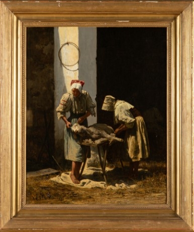 Artwork by Carl Rudolf Huber, Die Scafschur, Made of Oil on canvas