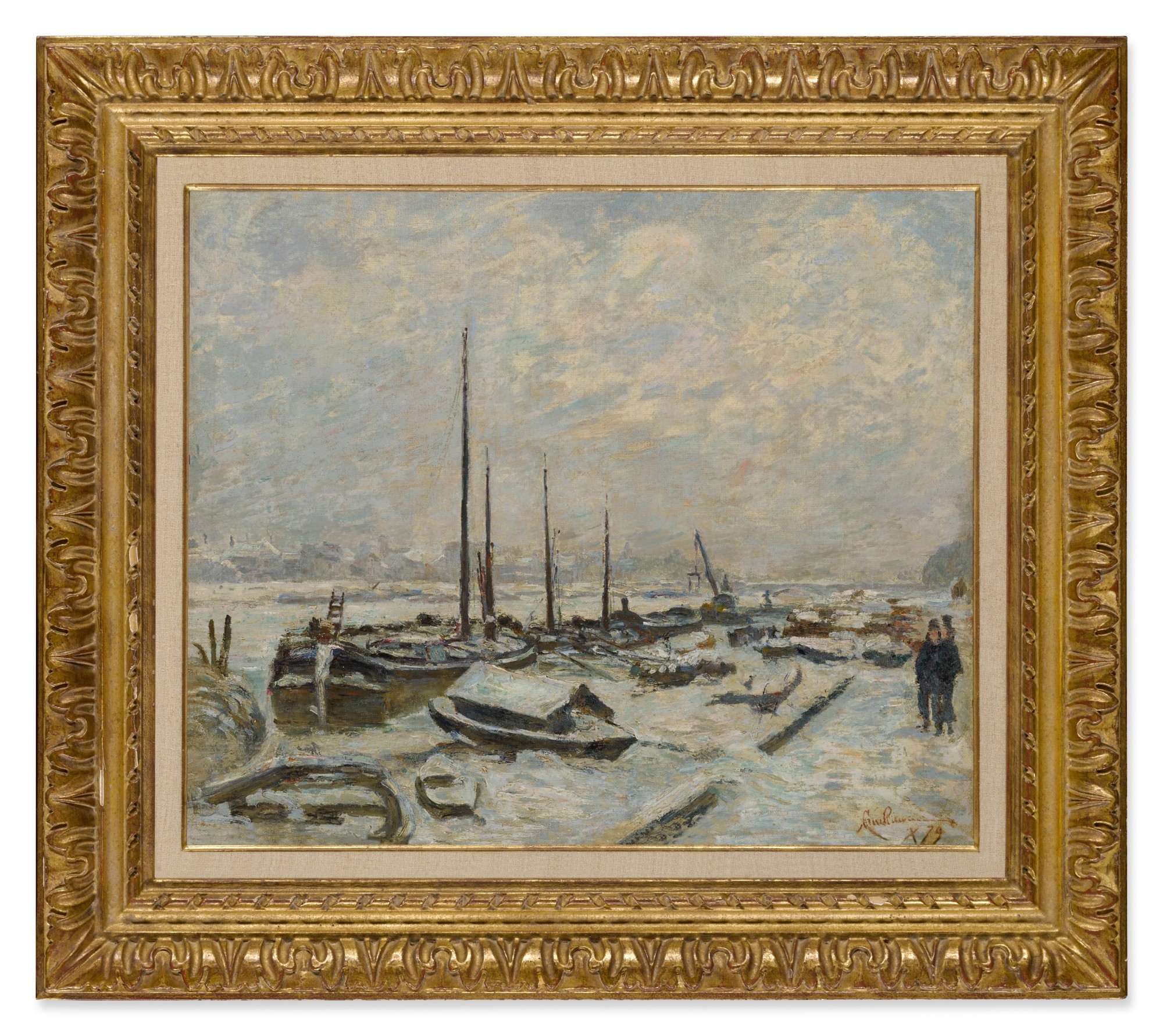 Artwork by Armand Guillaumin, Berges de la seine à Paris, hiver, Made of oil on canvas