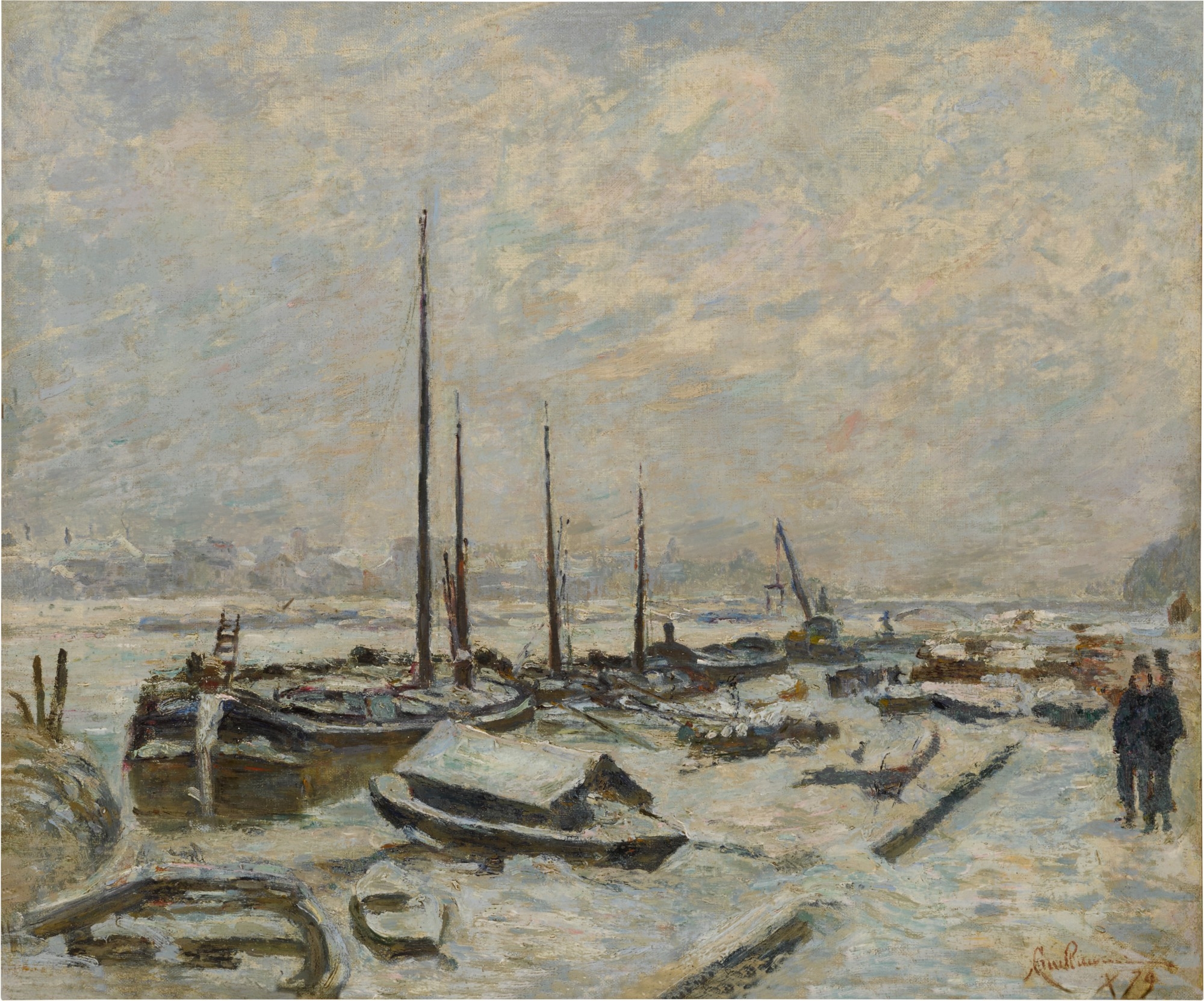 Artwork by Armand Guillaumin, Berges de la seine à Paris, hiver, Made of oil on canvas