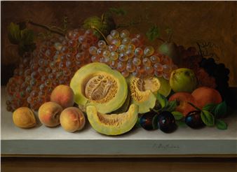 Still Life of Fruit on a Marble Ledge - P. Dieffenback