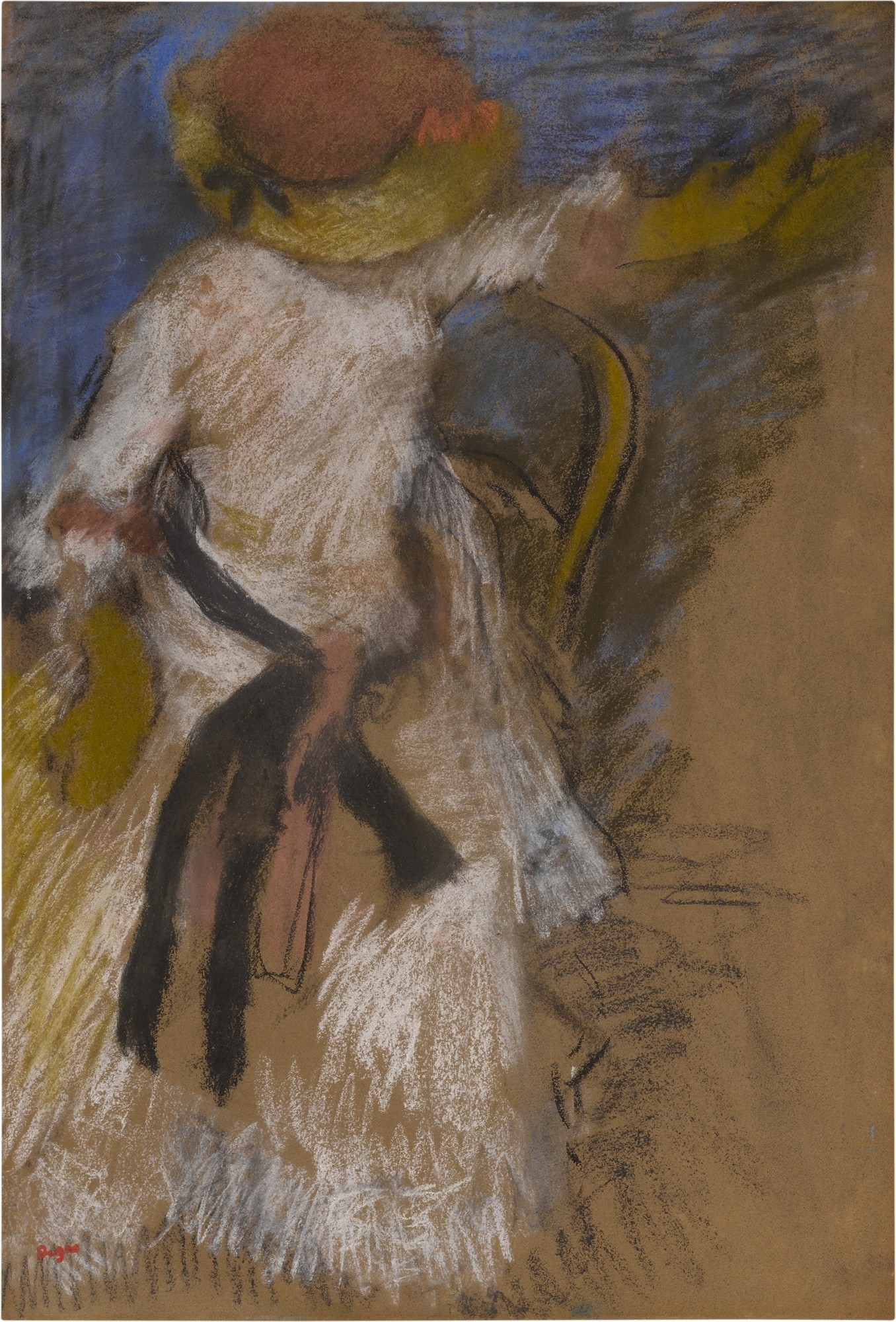 Artwork by Edgar Degas, Femme en robe blanche assise, Made of pastel on paper