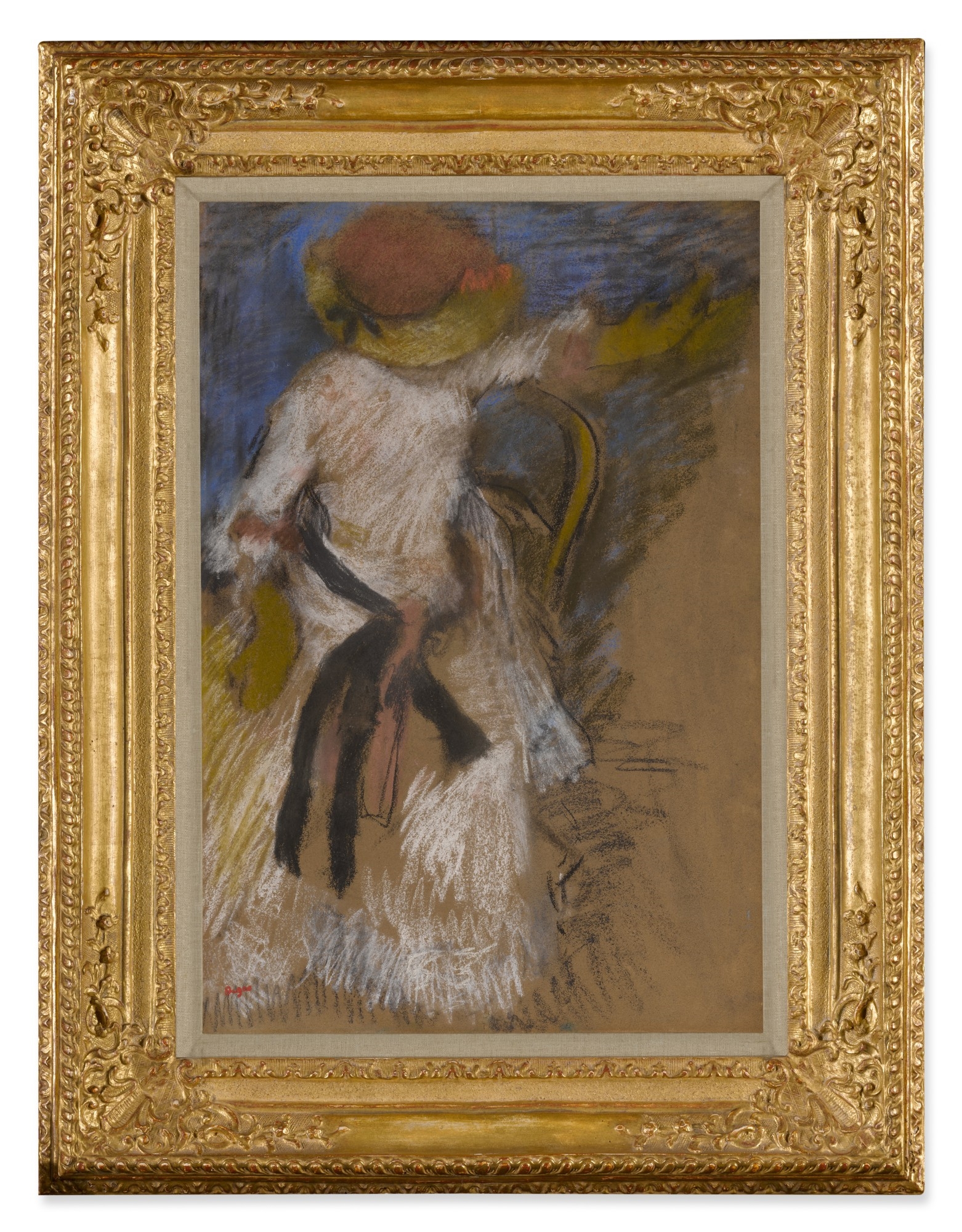 Artwork by Edgar Degas, Femme en robe blanche assise, Made of pastel on paper