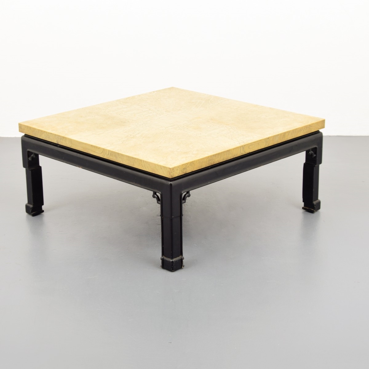 Stunning coffee table in engraved & etched brass by Georges Mathias