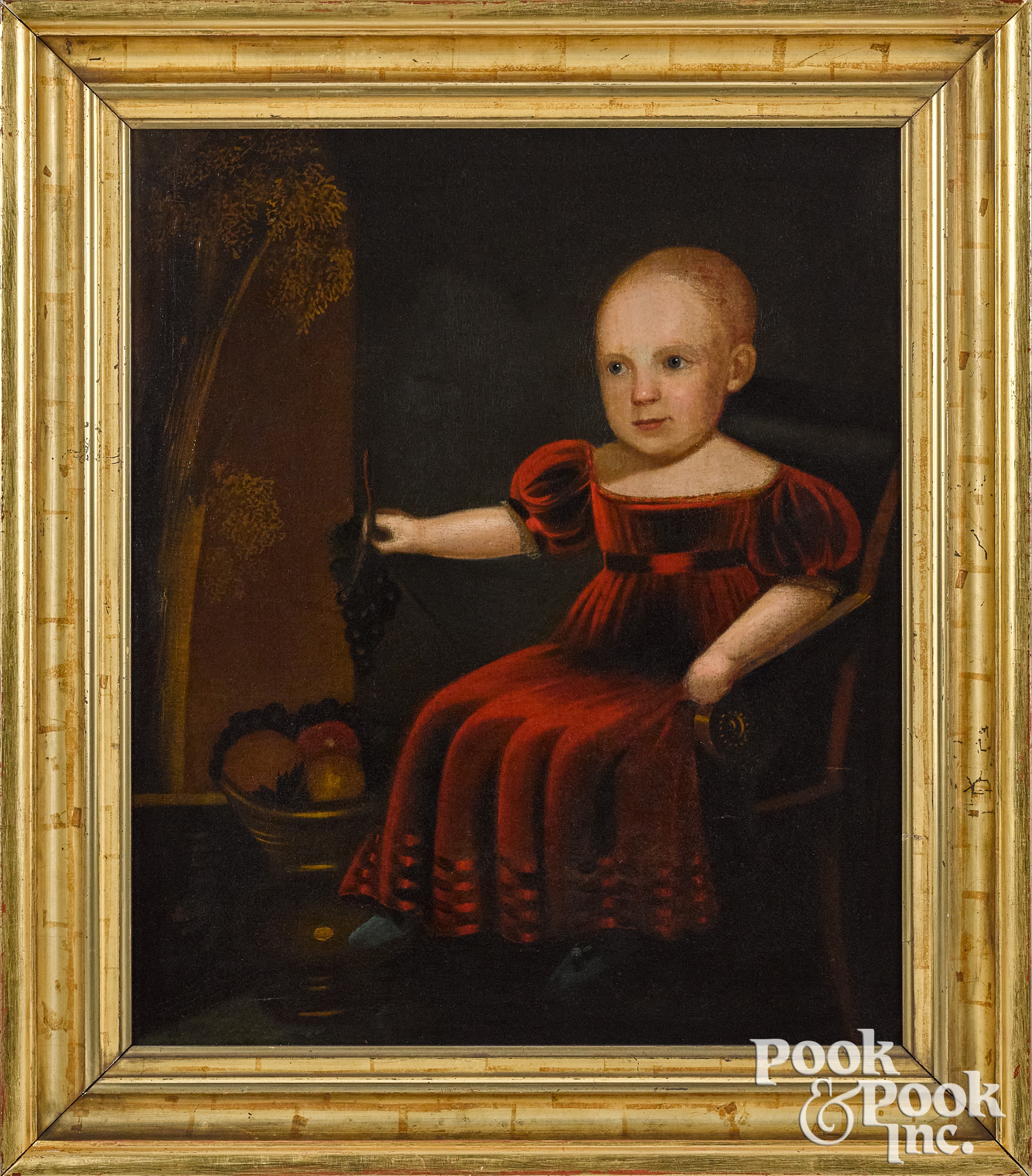 American School, 19th Century | American oil on canvas folk portrait of ...