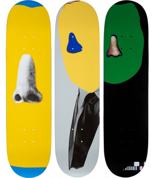 Takashi Murakami, BunBu-Kun, Ponchi-Kun, and Shimon-Kun Skateboard,  triptych (2007)
