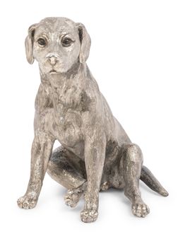 An Italian Silver Dog Figure - Romeo Miracoli