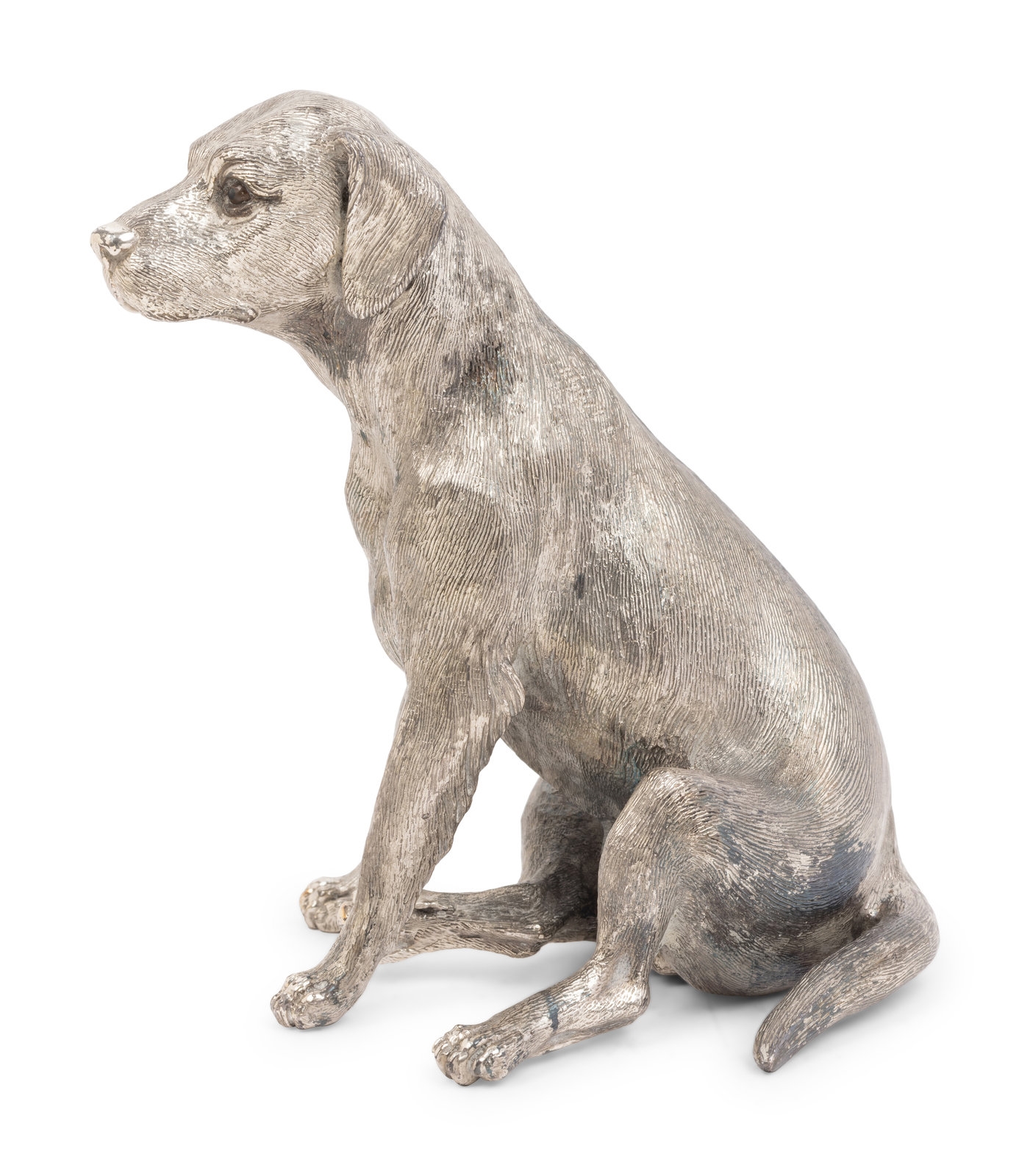 Artwork by Romeo Miracoli, An Italian Silver Dog Figure, Made of Silver