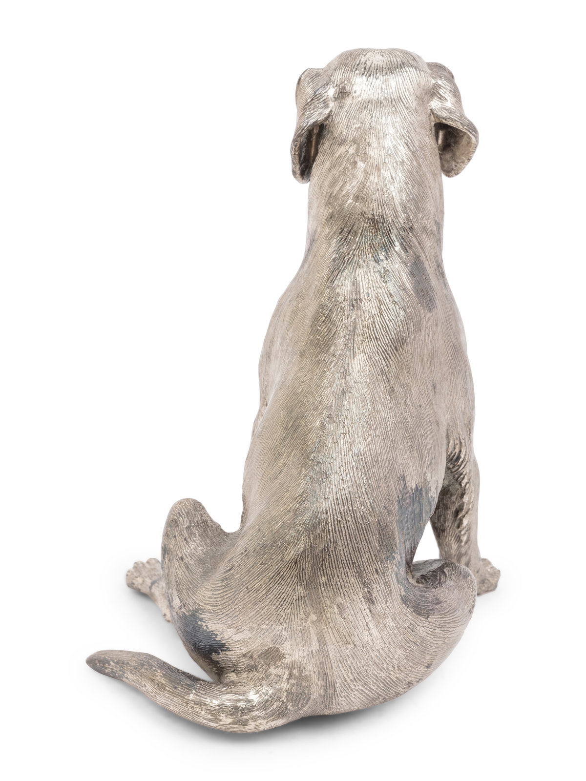 Artwork by Romeo Miracoli, An Italian Silver Dog Figure, Made of Silver