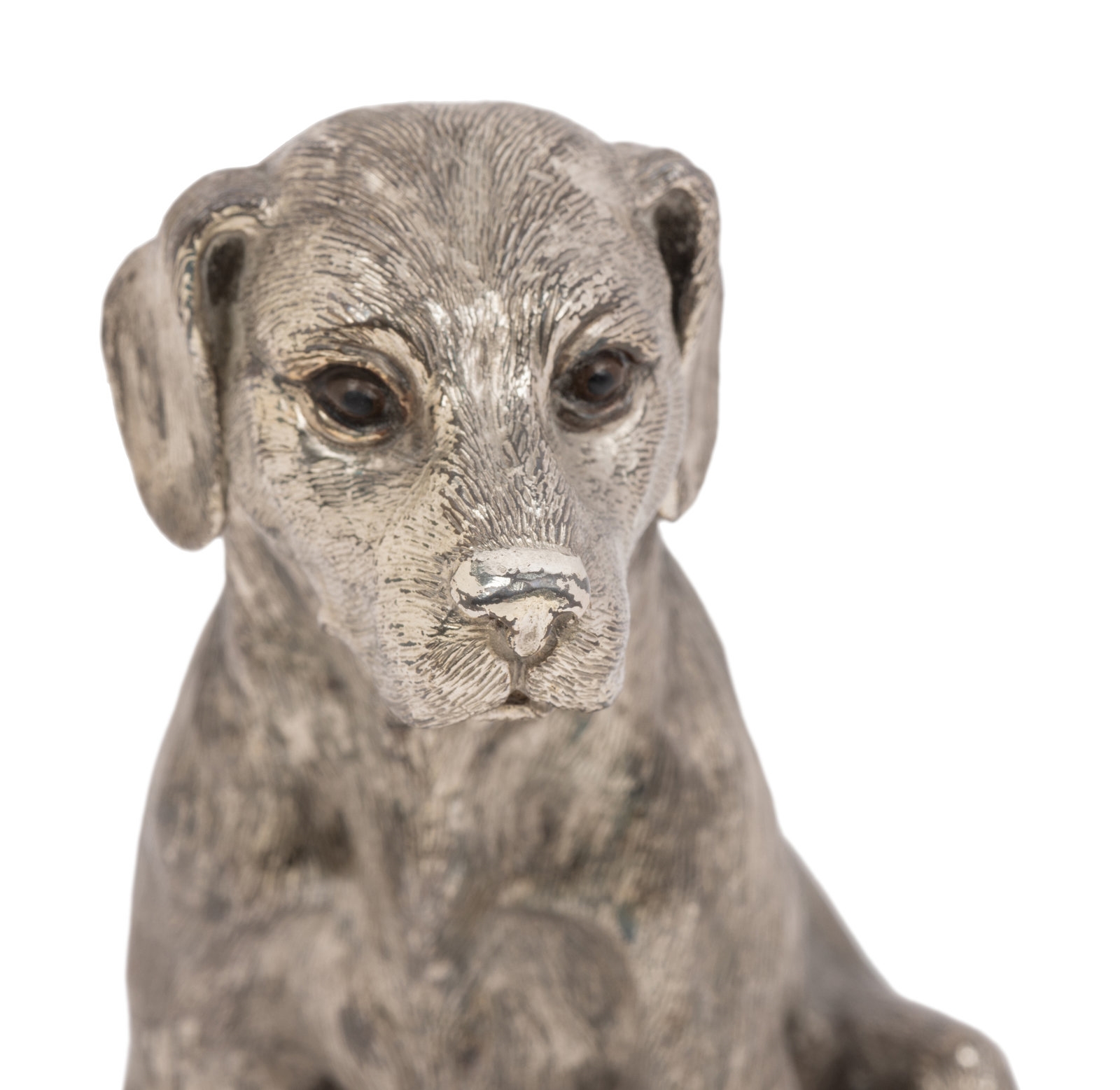 Artwork by Romeo Miracoli, An Italian Silver Dog Figure, Made of Silver