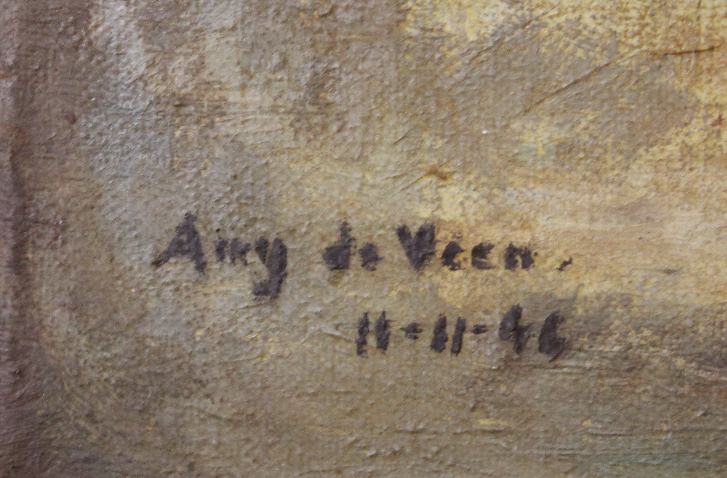 Artwork by Aug de Veen, Autumn Woodland Scene, Made of oil on canvas