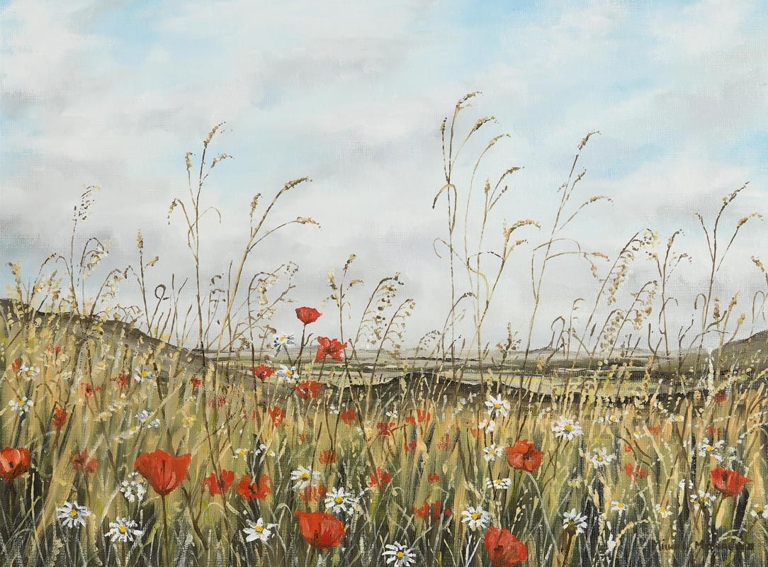 Artwork by Michael Monaghan, Summer Poppies, Made of oil on canvas board