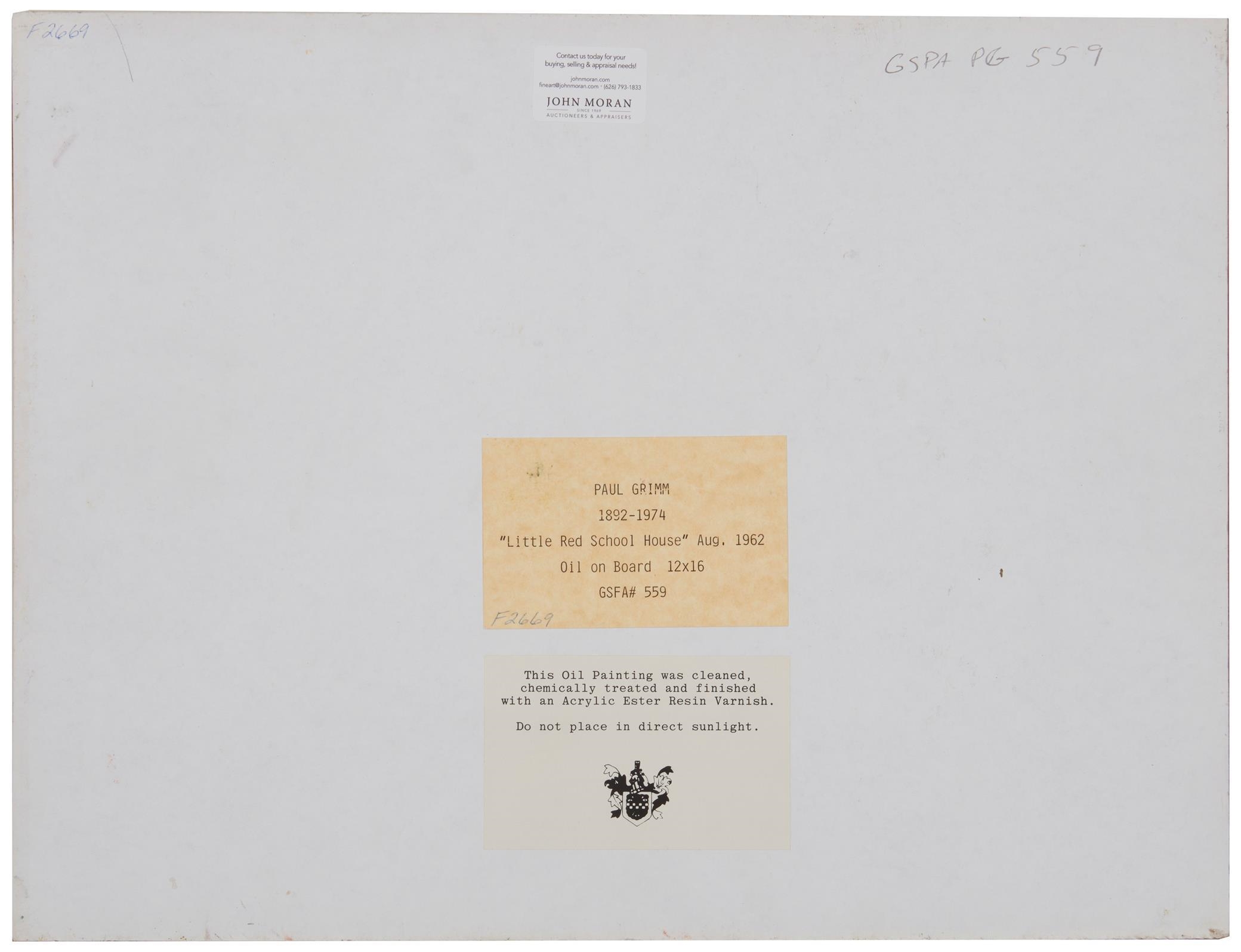 Artwork by Paul Grimm, "Little Red School House,", Made of Oil on canvas