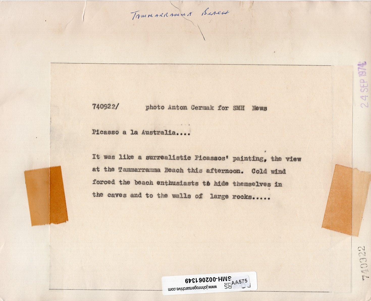 Artwork by Anton Cermak, Tammarramma Beach, Made of photograph