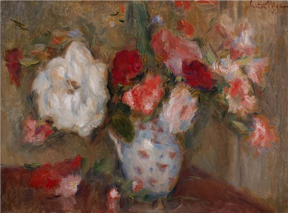STILL LIFE OF ROSES IN A PORCELAIN JUG by Lucien Réne Mignon